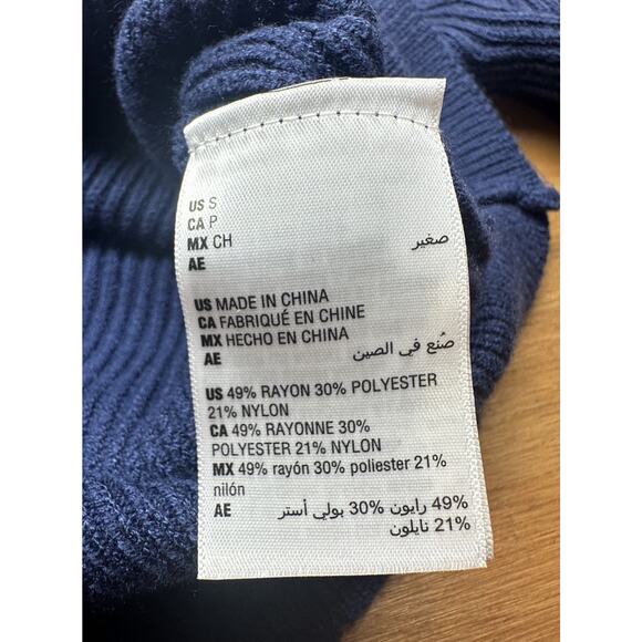 And Now This Blue Puff Sleeve Button Front Cropped Sweater Women’s S NWT - Picture 9 of 10